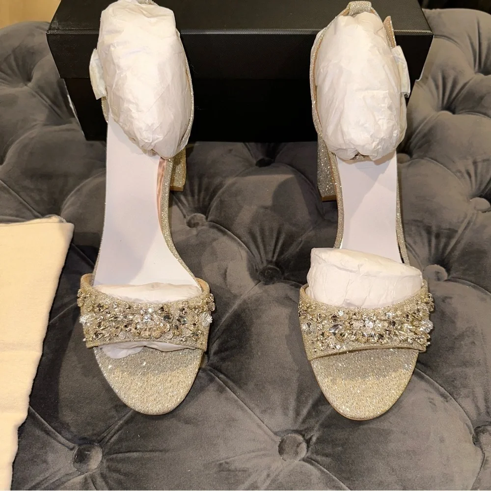 New Badgley Mischka Tempest Embellished Sandal - Platino